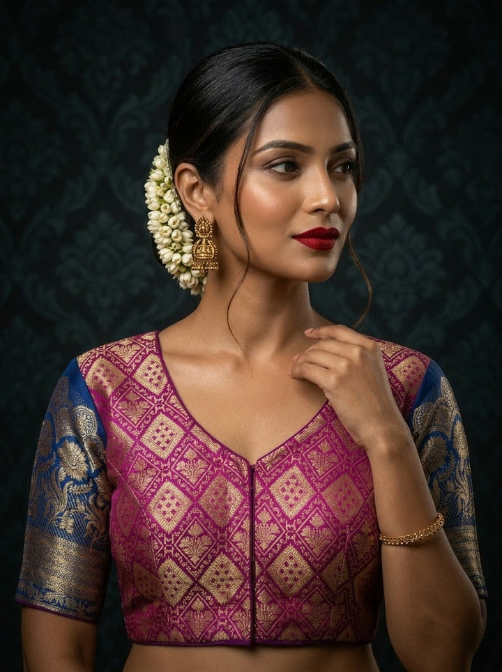Rajeshwari Grace- Katan Silk Banarasi Zari Woven Designer Blouse