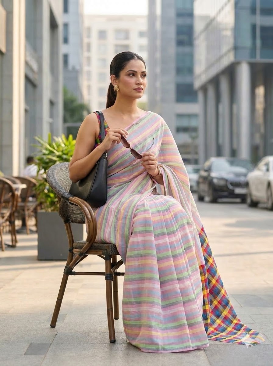 Saptaranga Khadi Cotton Saree 11