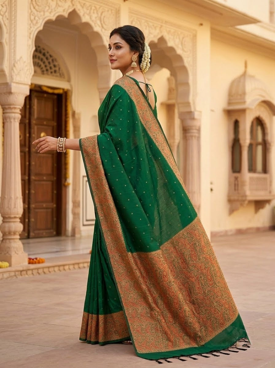 The Sovereign Scarlet Banarasi Semi Katan Silk Saree