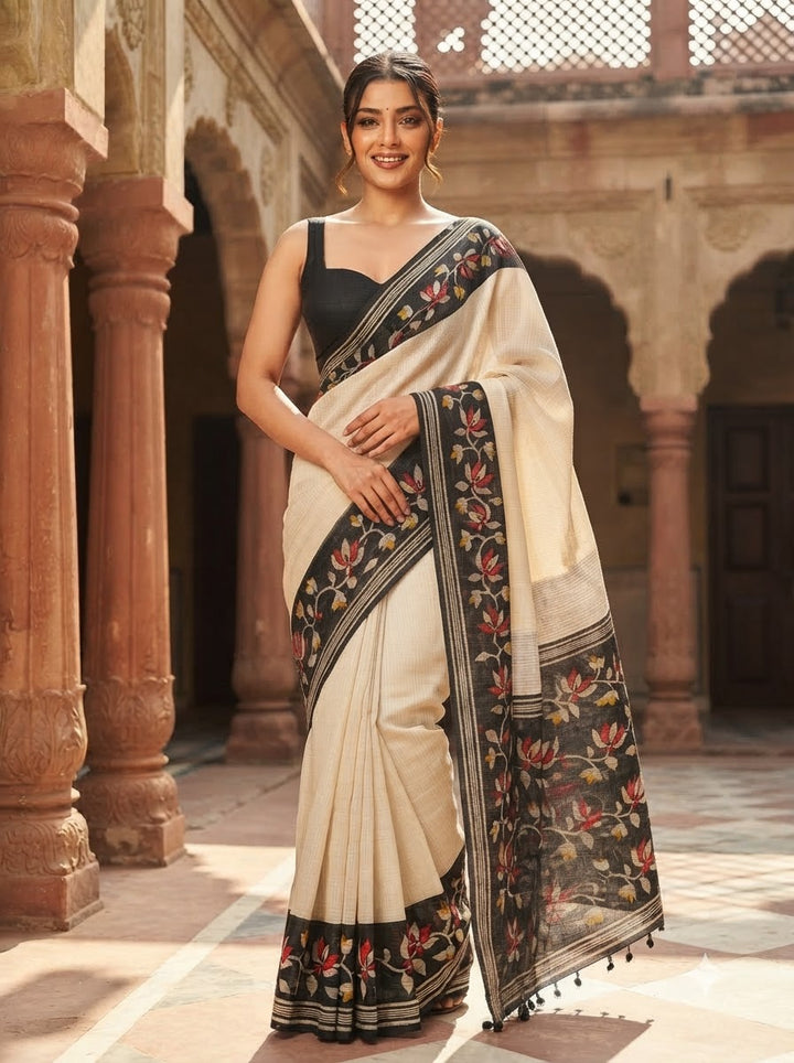 Petalique Drape Semi Tussar Silk Saree