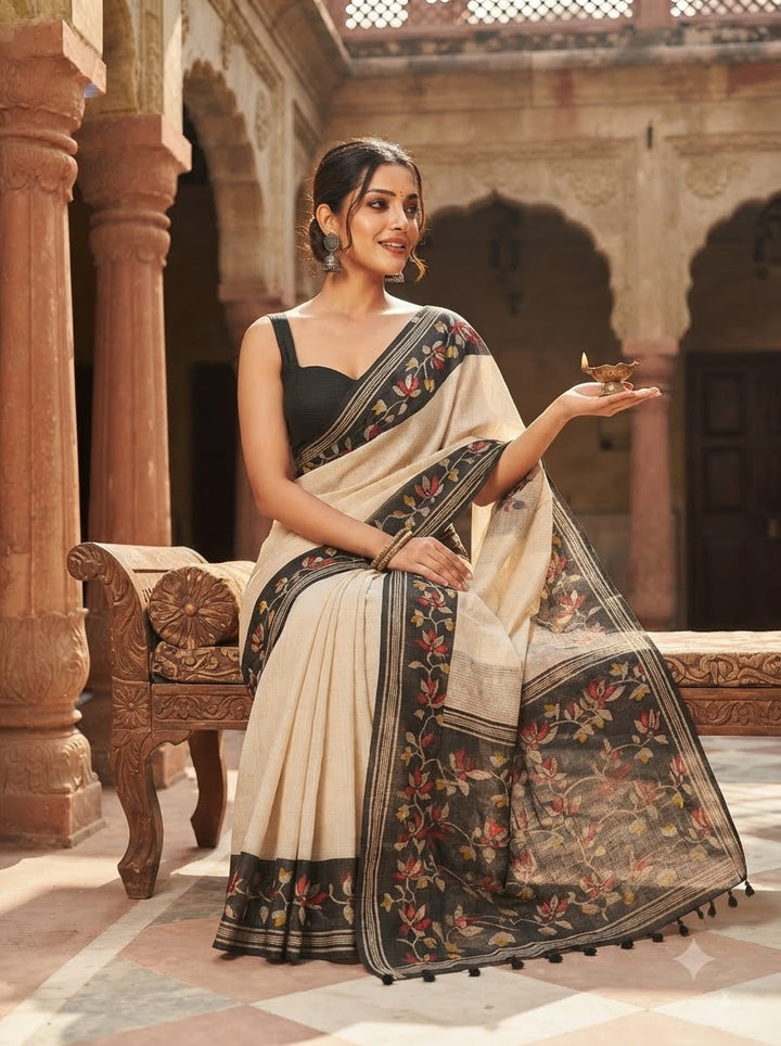Petalique Drape Semi Tussar Silk Saree