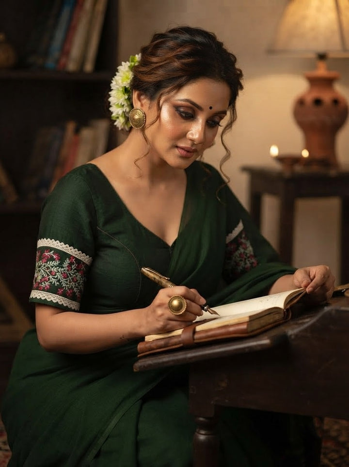 A Memory Woven in Flowers – Embroidered & Lace Work Blouse