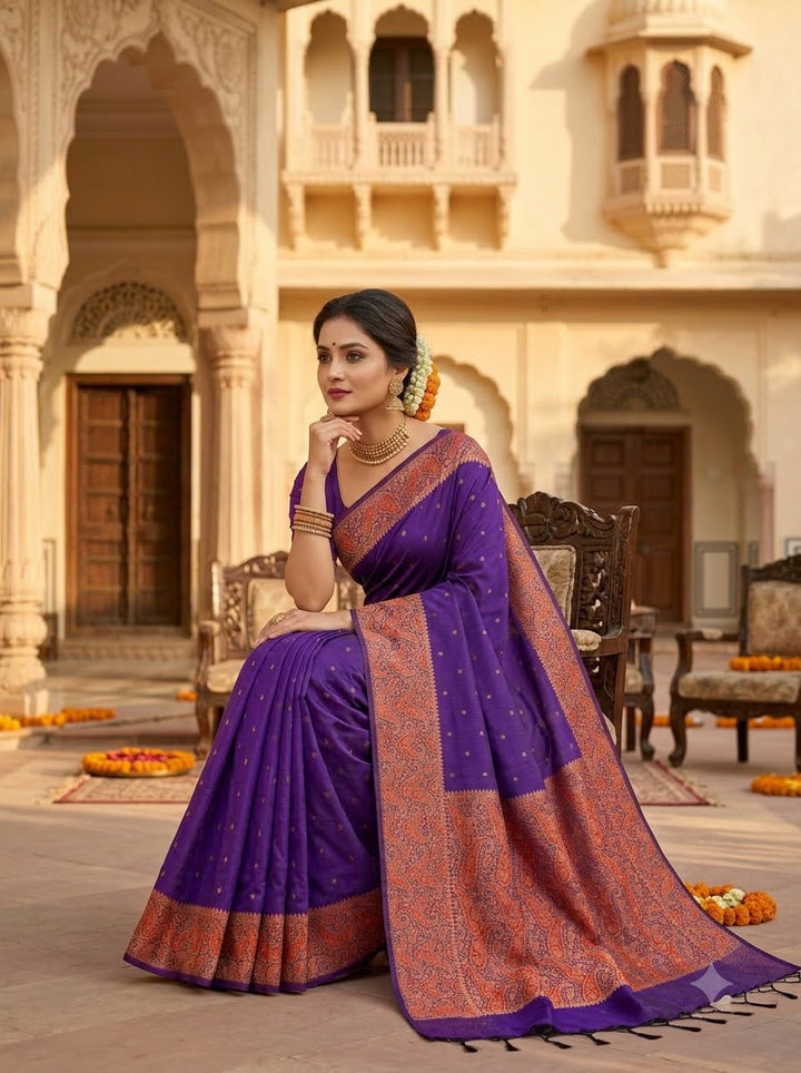 The Sovereign Scarlet Banarasi Semi Katan Silk Saree