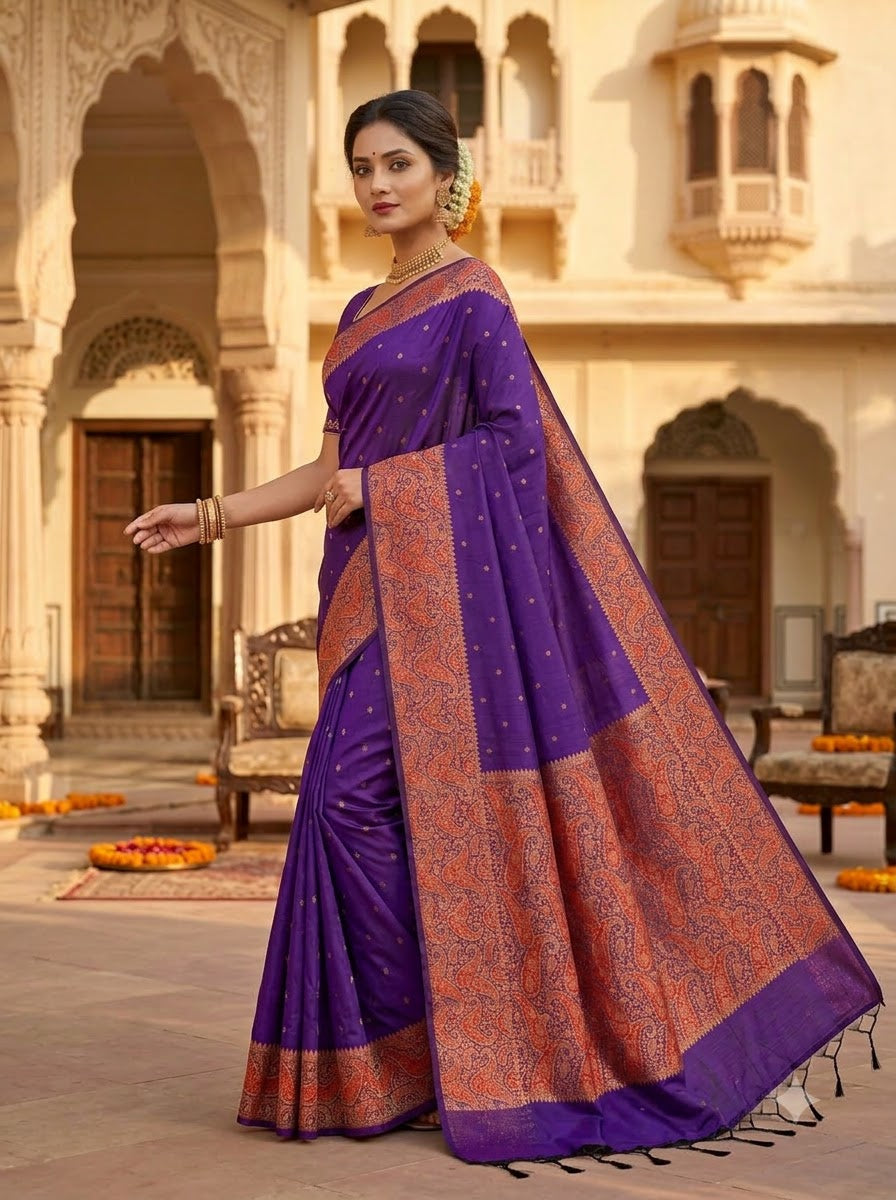 The Sovereign Scarlet Banarasi Semi Katan Silk Saree