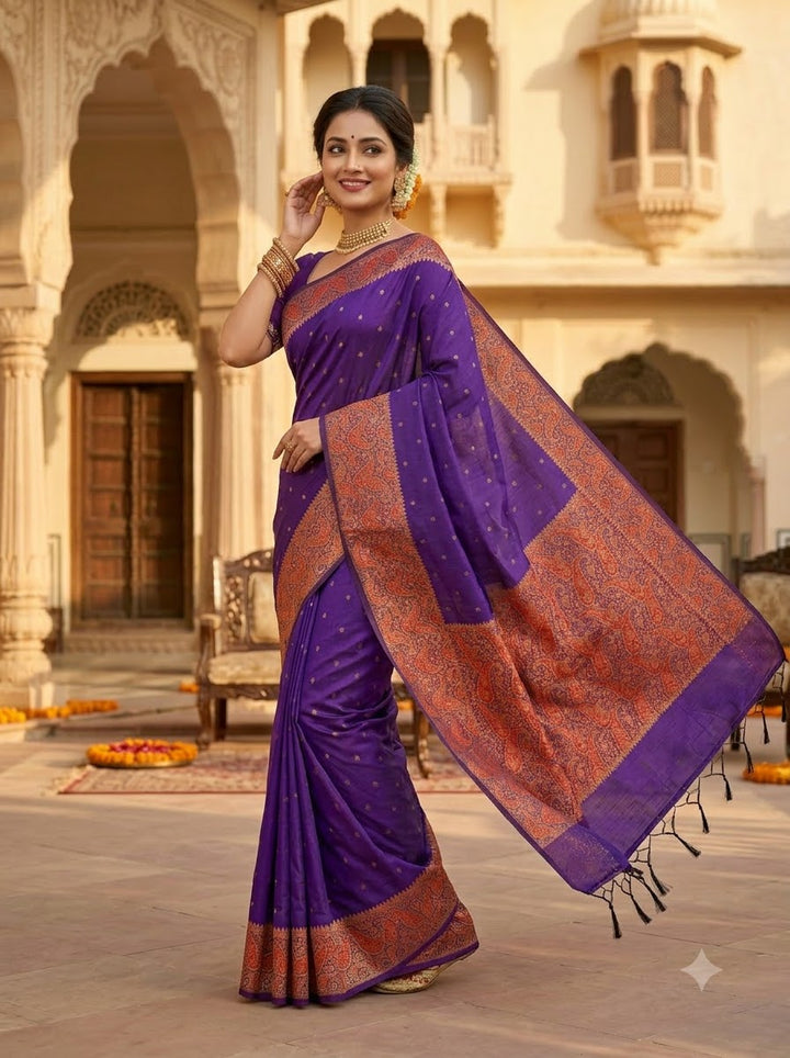 The Sovereign Scarlet Banarasi Semi Katan Silk Saree