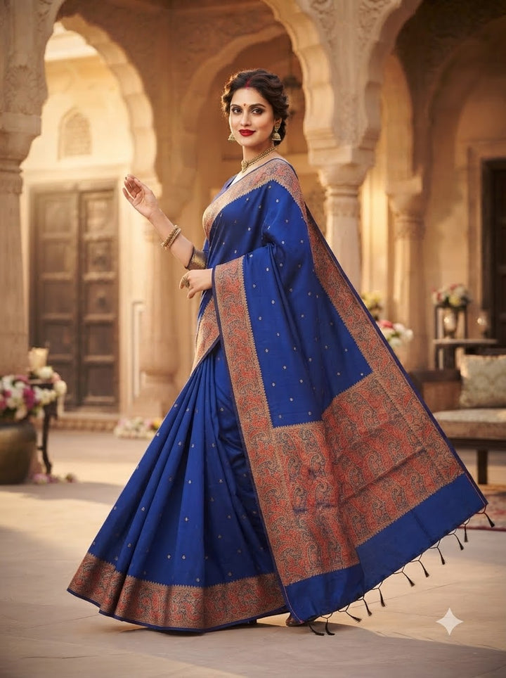 The Sovereign Scarlet Banarasi Muga Katan Silk Saree