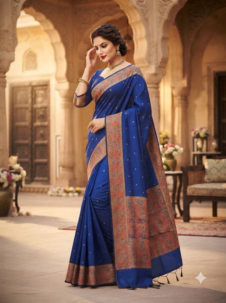 The Sovereign Scarlet Banarasi Muga Katan Silk Saree