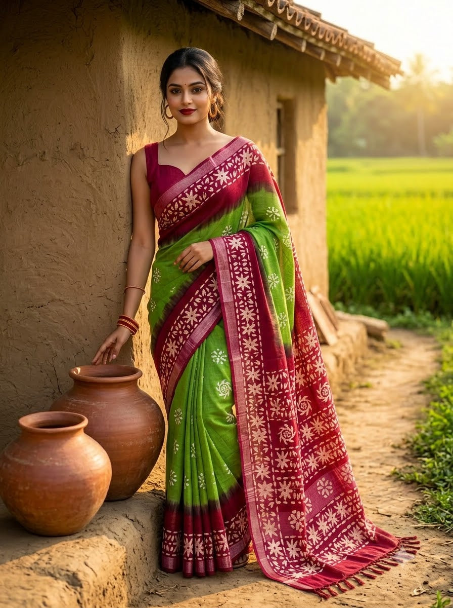 Ronger Porosh (রঙের পরশ) Cotton Linen Saree