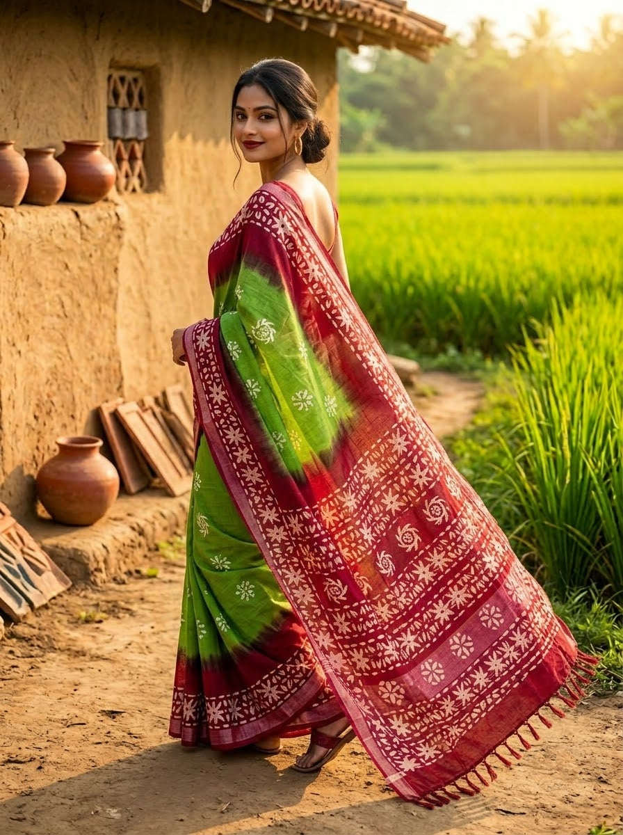 Ronger Porosh (রঙের পরশ) Cotton Linen Saree