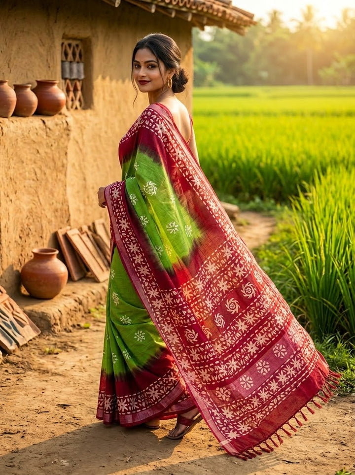 Ronger Porosh (রঙের পরশ) Cotton Linen Saree