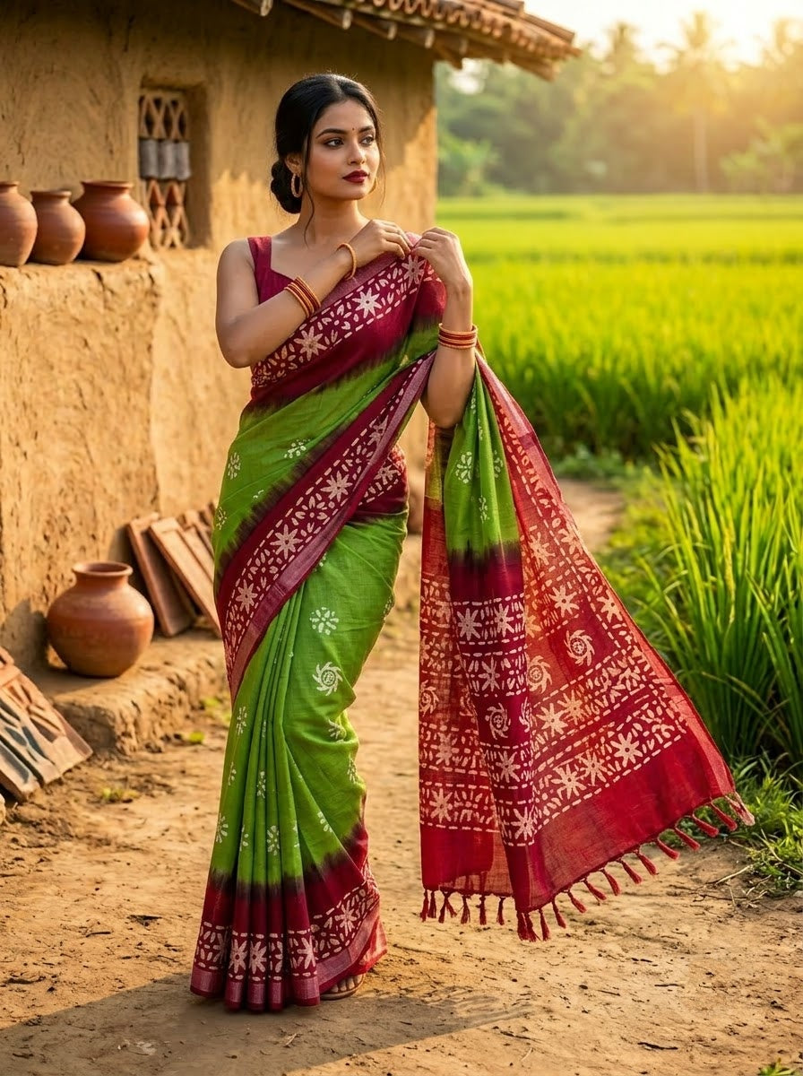 Ronger Porosh (রঙের পরশ) Cotton Linen Saree