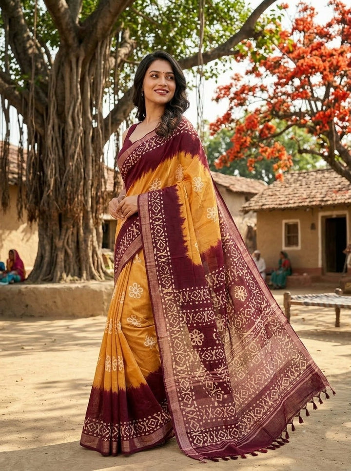Ronger Porosh (রঙের পরশ) Cotton Linen Saree