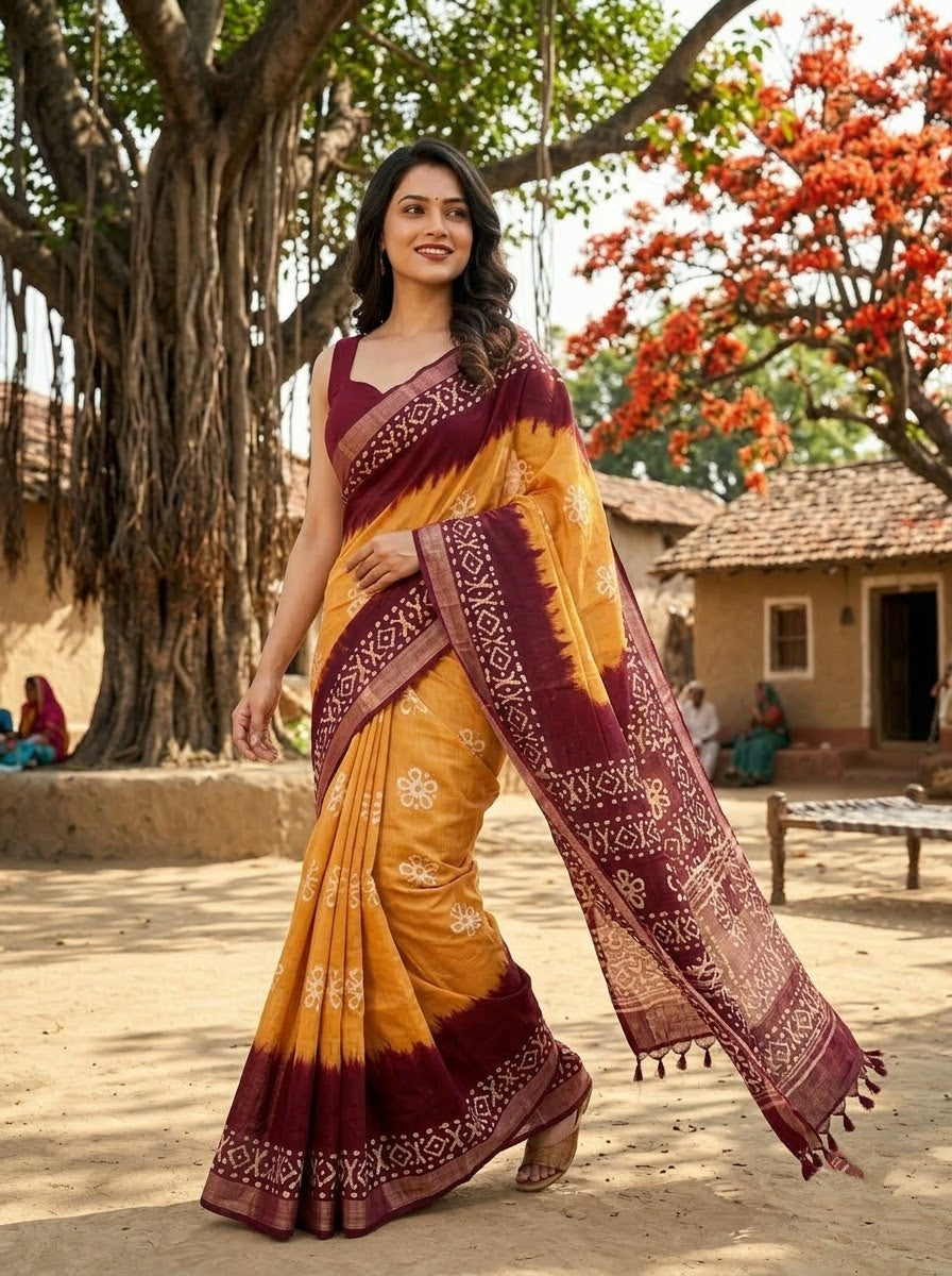 Ronger Porosh (রঙের পরশ) Cotton Linen Saree
