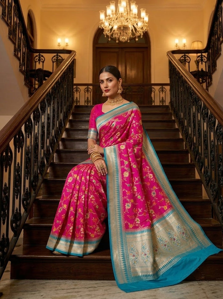 Woven Into Forever – Crepe Georgette Banarasi Saree (Semi) with Zari Minakari Work