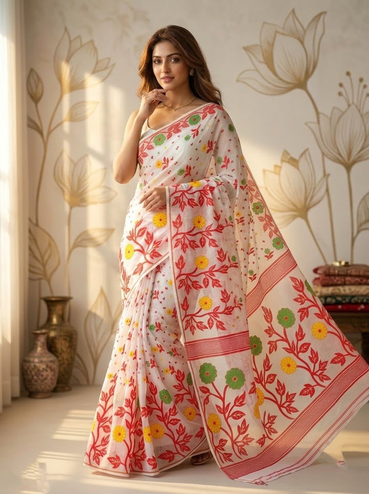 Phul-Bengal Dhakai Jamdani Saree