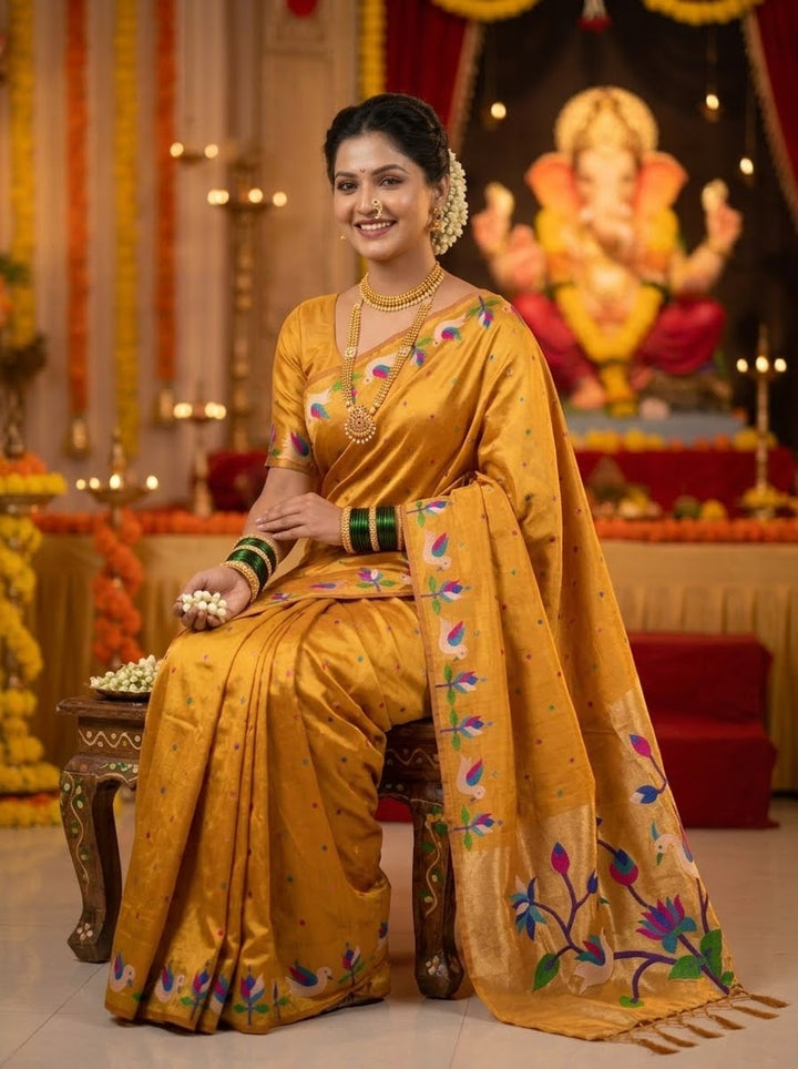 Meherika Khadi Silk Saree With Minakari Zari Border & Designer Zari Pallu