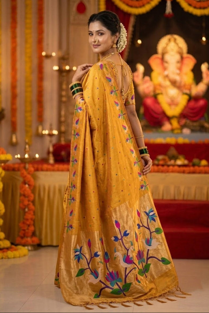 Meherika Khadi Silk Saree With Minakari Zari Border & Designer Zari Pallu