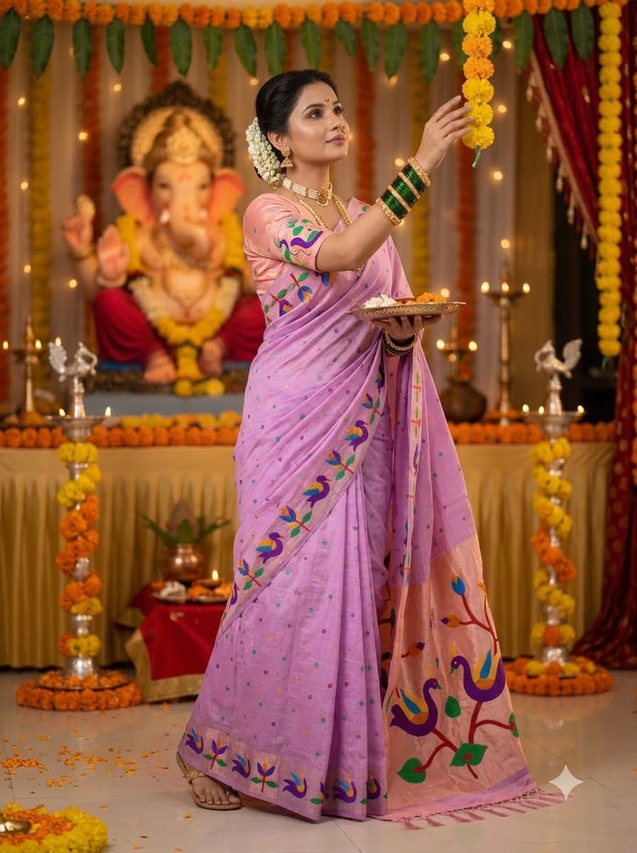 Meherika Khadi Silk Saree With Minakari Zari Border & Designer Zari Pallu