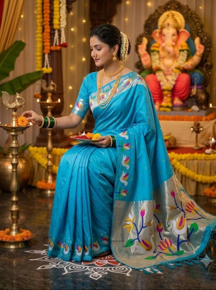 Meherika Khadi Silk Saree With Minakari Zari Border & Designer Zari Pallu