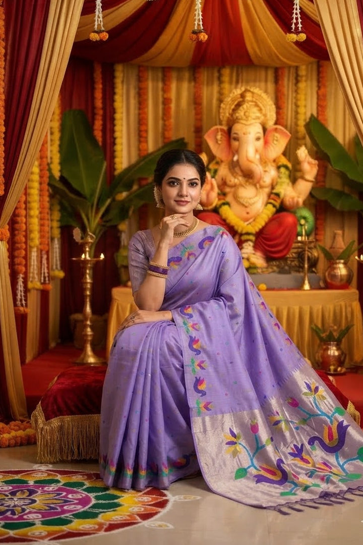 Meherika Khadi Silk Saree With Minakari Zari Border & Designer Zari Pallu