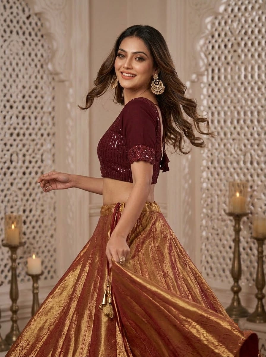 Heritage Darling Designer Georgette Silk (Semi) Sequin Blouse
