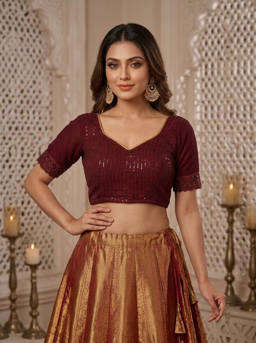 Heritage Darling Designer Georgette Silk (Semi) Sequin Blouse