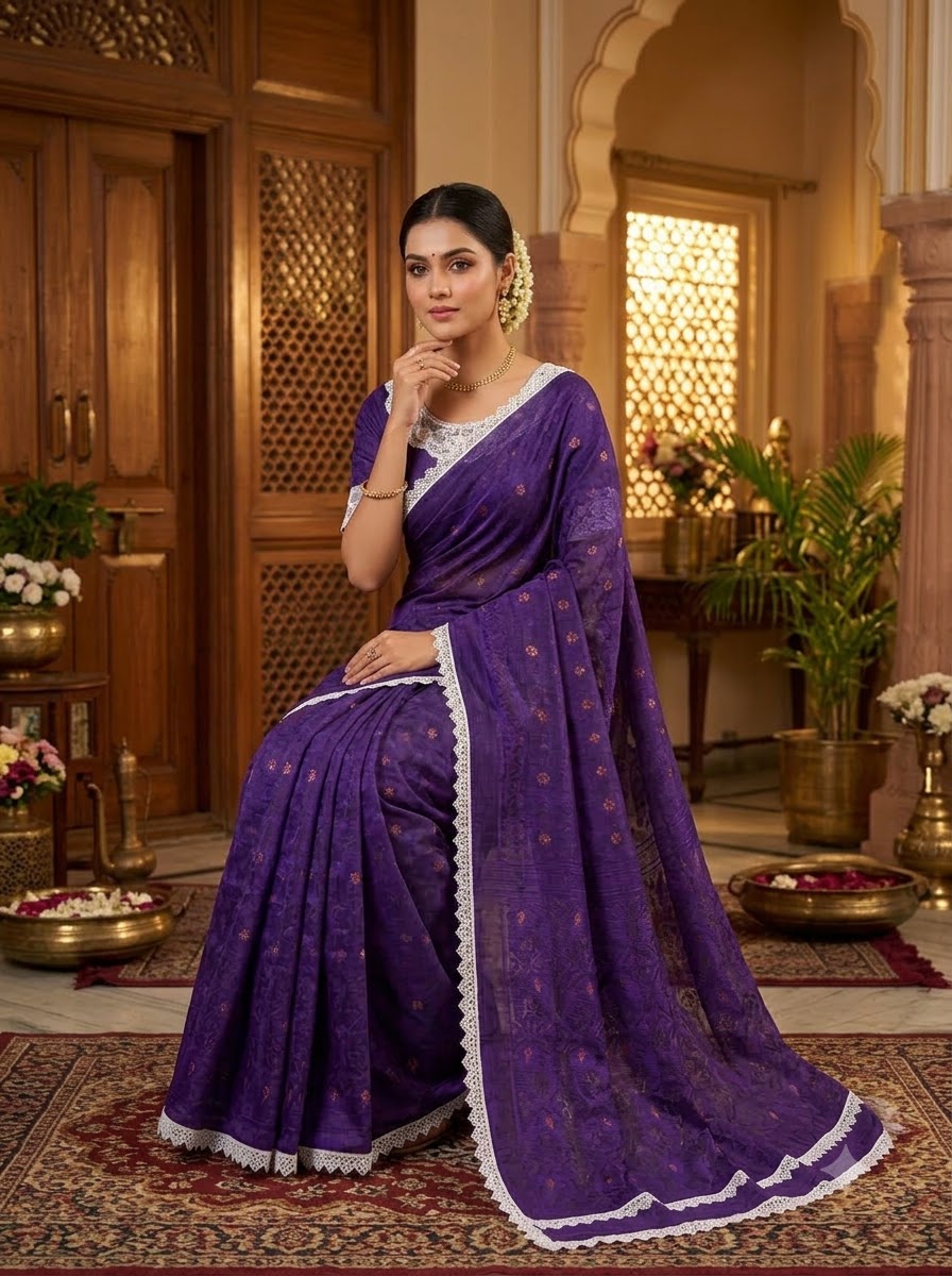 Aradhana Bengal Jamdani Saree with Blouse (Combo)