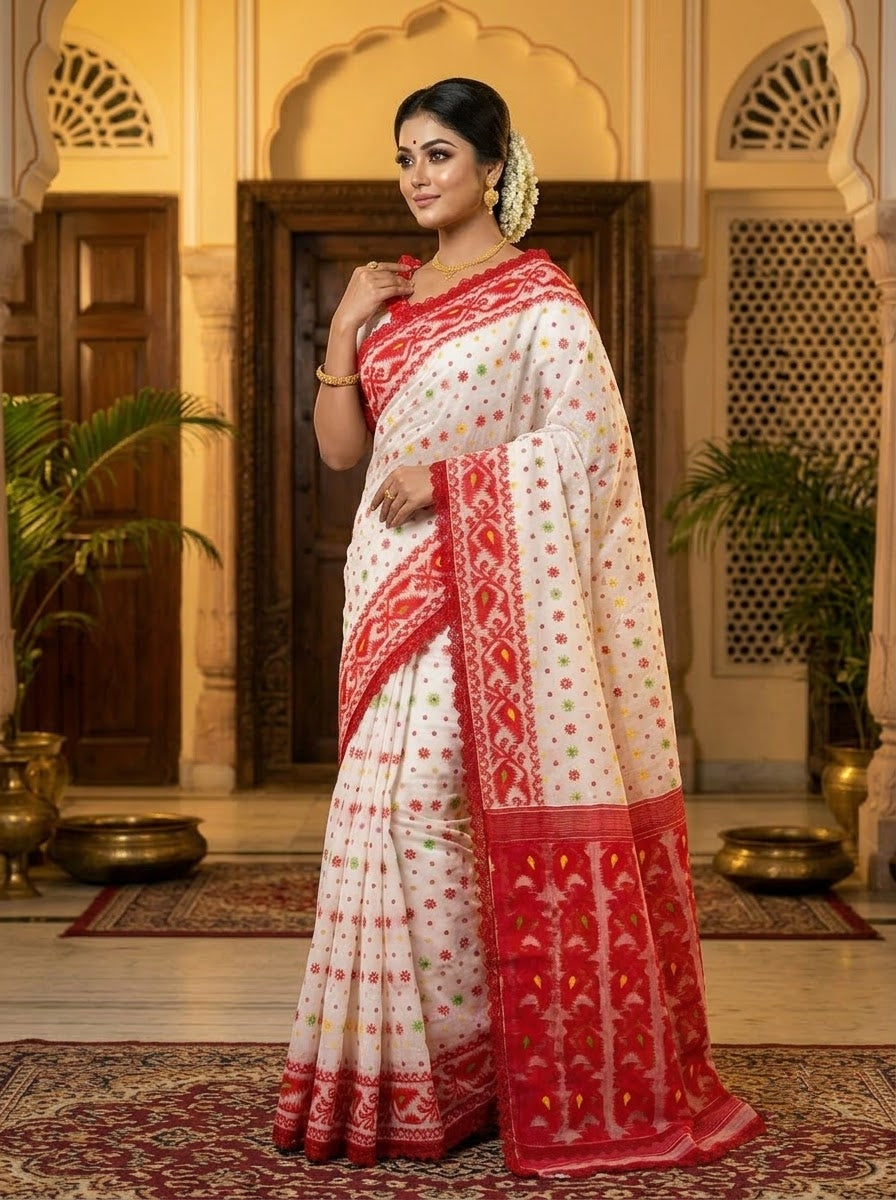Aradhana Bengal Jamdani Saree with Blouse (Combo)
