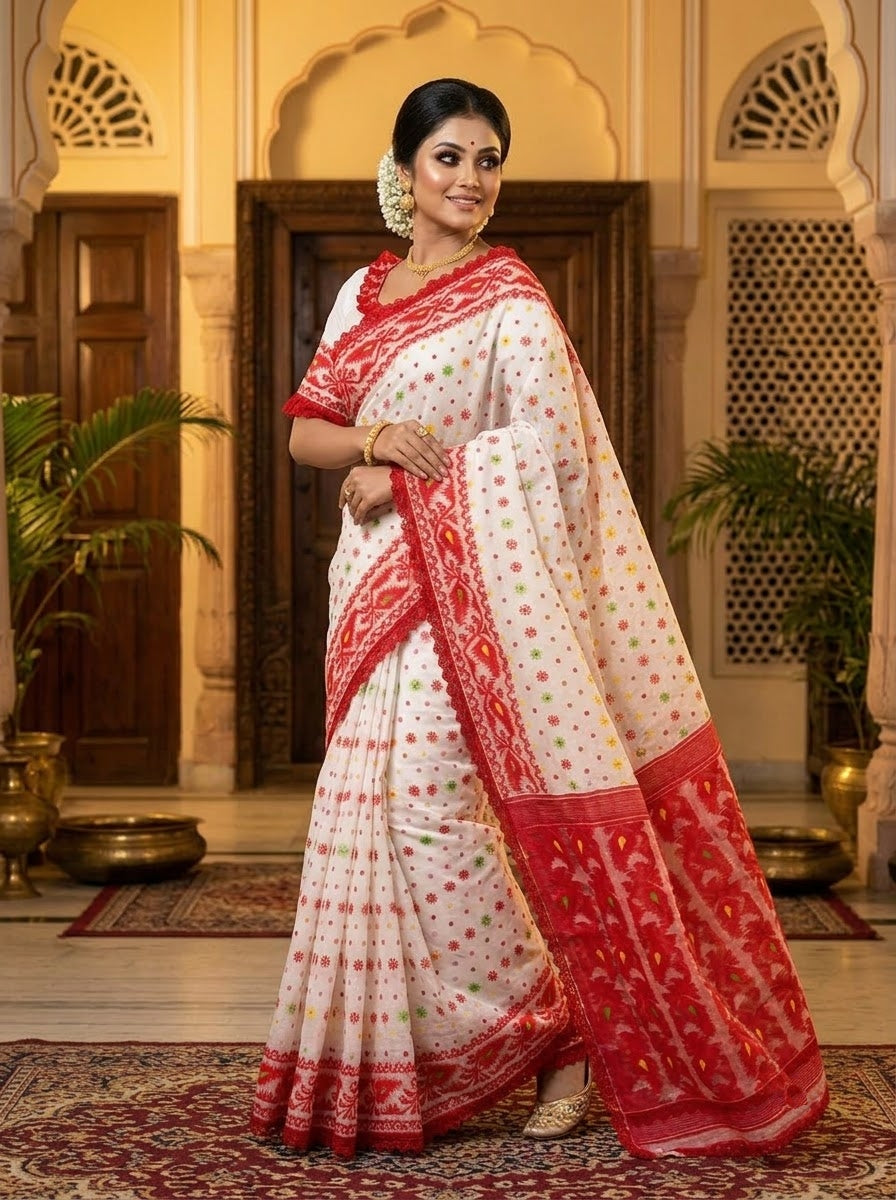 Aradhana Bengal Jamdani Saree with Blouse (Combo)
