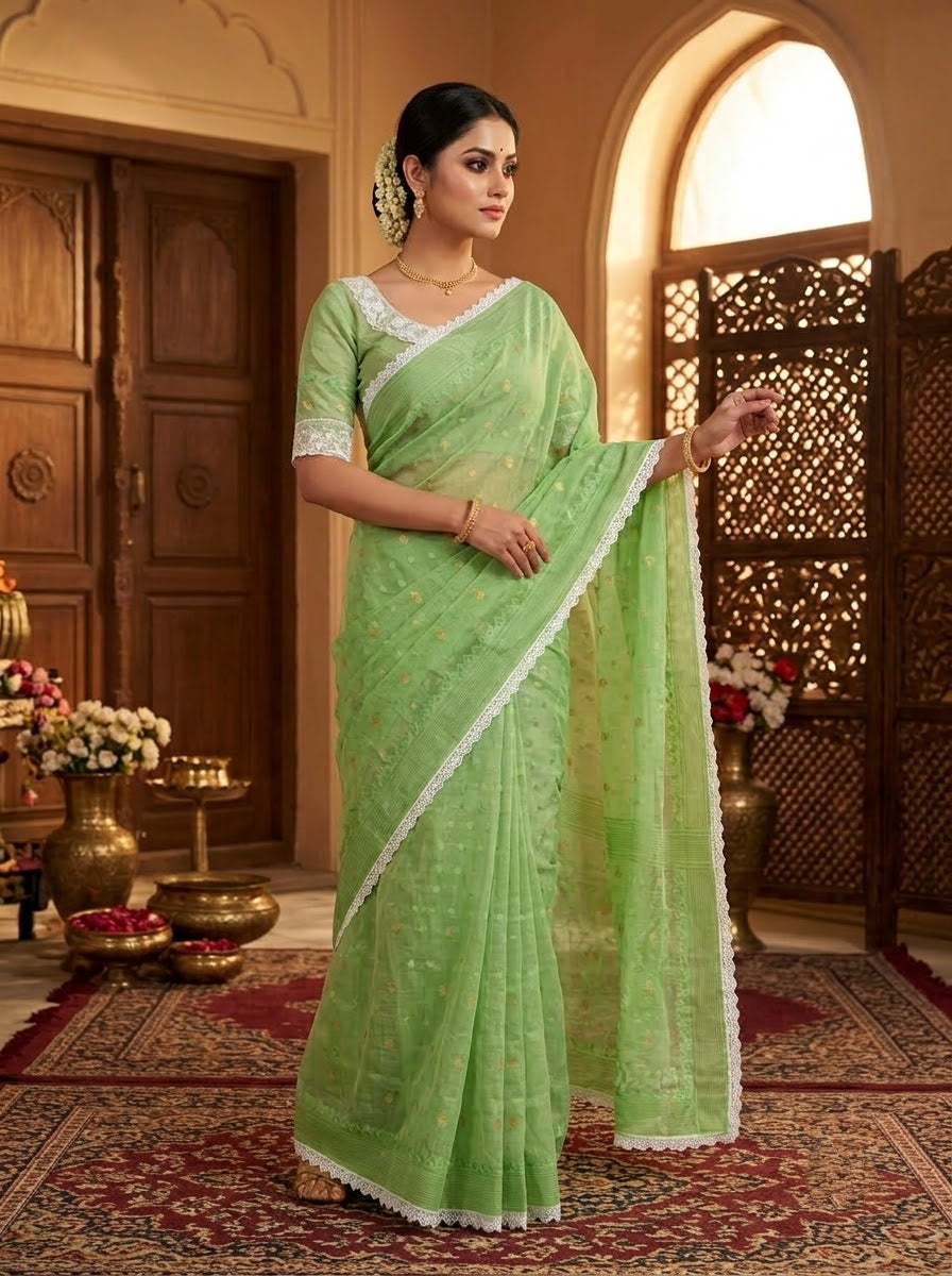 Aradhana Bengal Jamdani Saree with Blouse (Combo)
