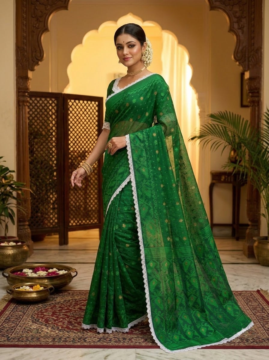 Aradhana Bengal Jamdani Saree with Blouse (Combo)