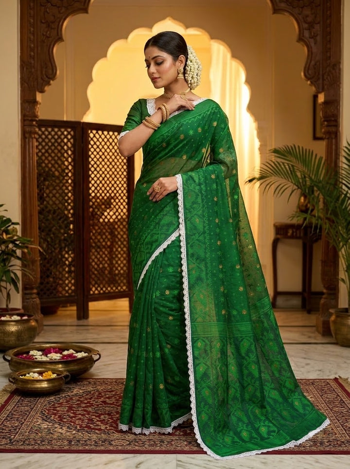 Aradhana Bengal Jamdani Saree with Blouse (Combo)