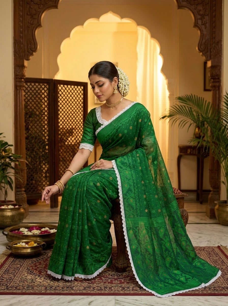 Aradhana Bengal Jamdani Saree with Blouse (Combo)
