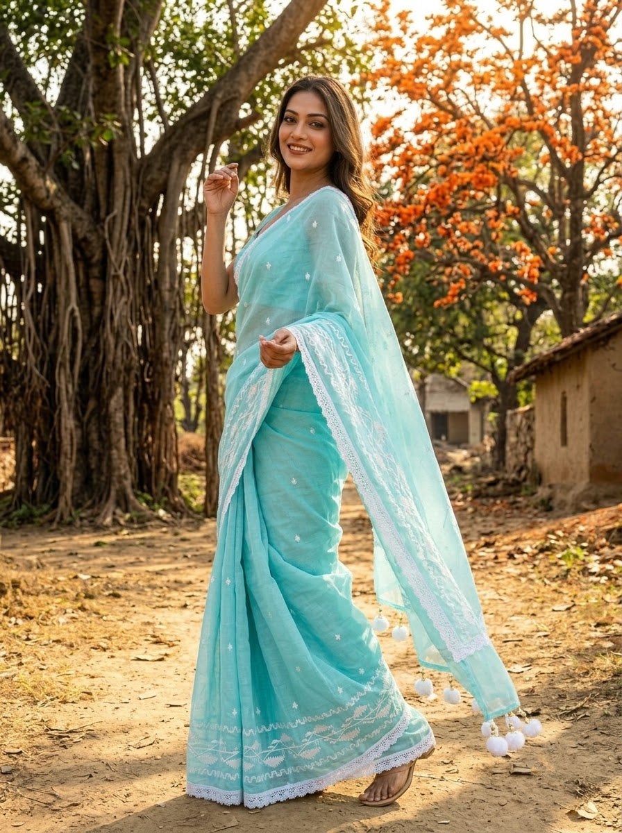 MonBari Mul Cotton Saree