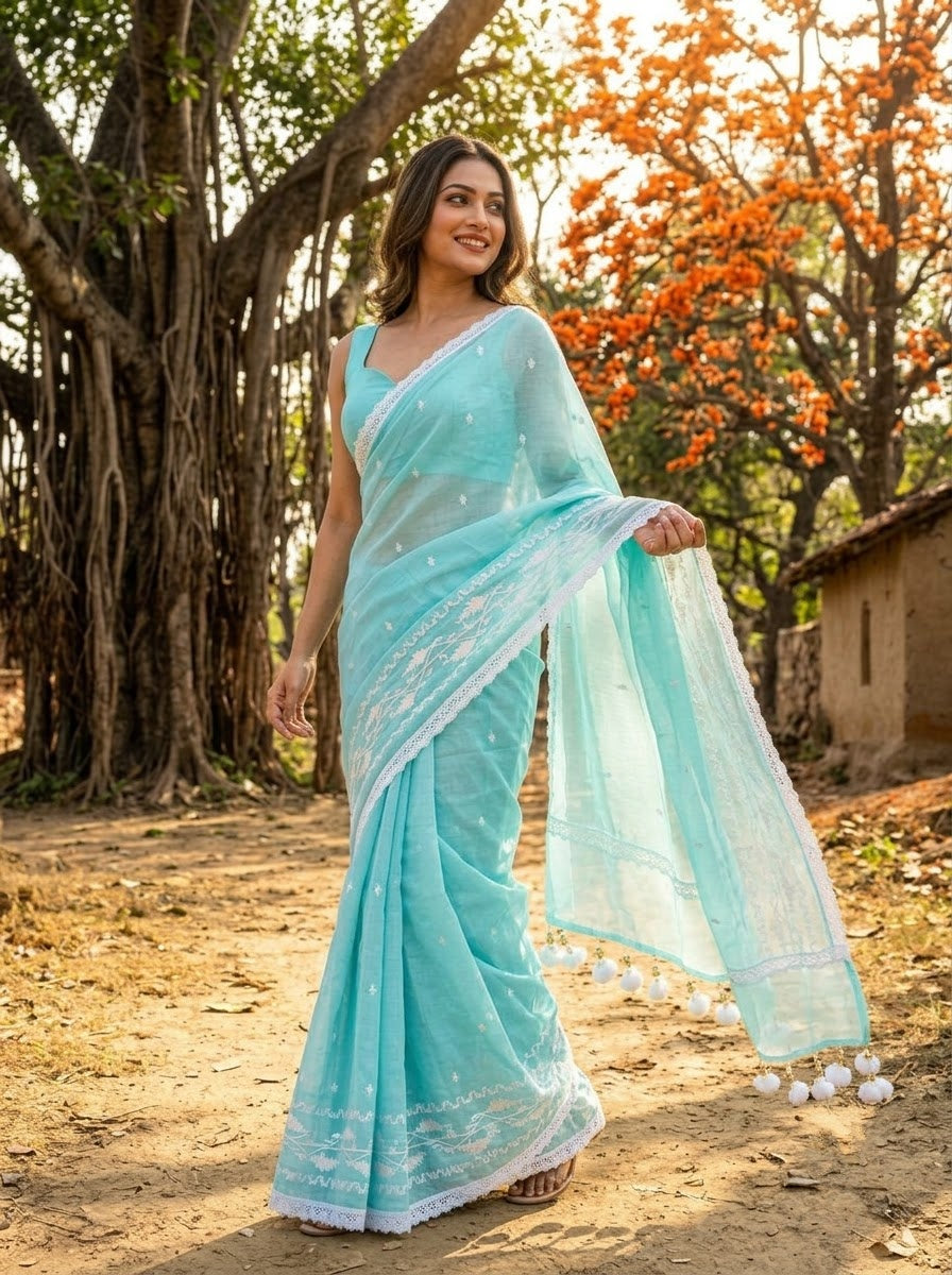 MonBari Mul Cotton Saree