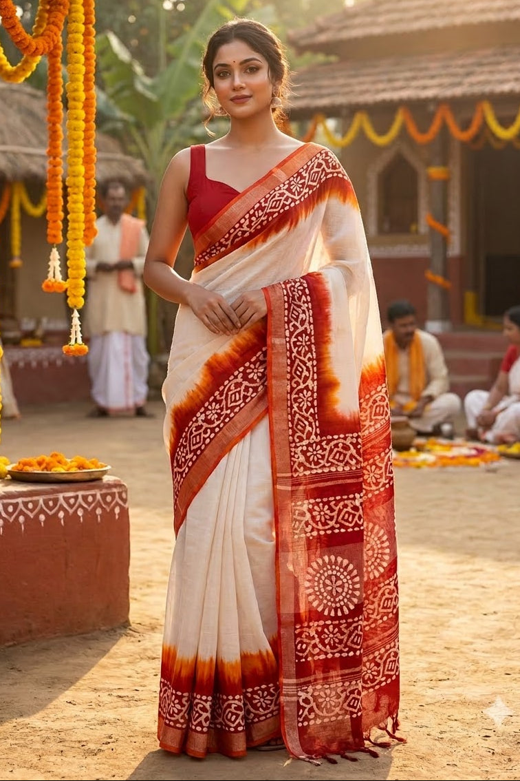 Mrinmoyee (মৃন্ময়ী) Cotton Linen Saree
