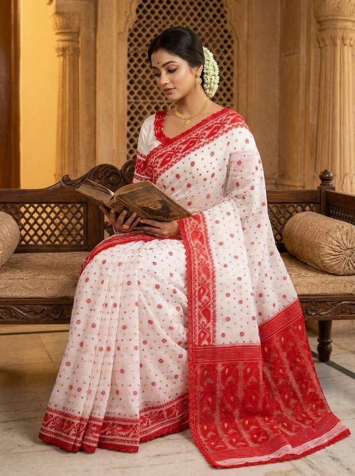 Aradhana Bengal Jamdani Saree with Blouse (Combo)