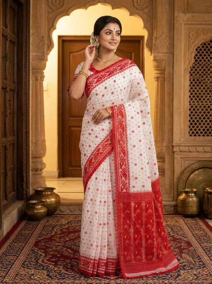 Aradhana Bengal Jamdani Saree with Blouse (Combo)
