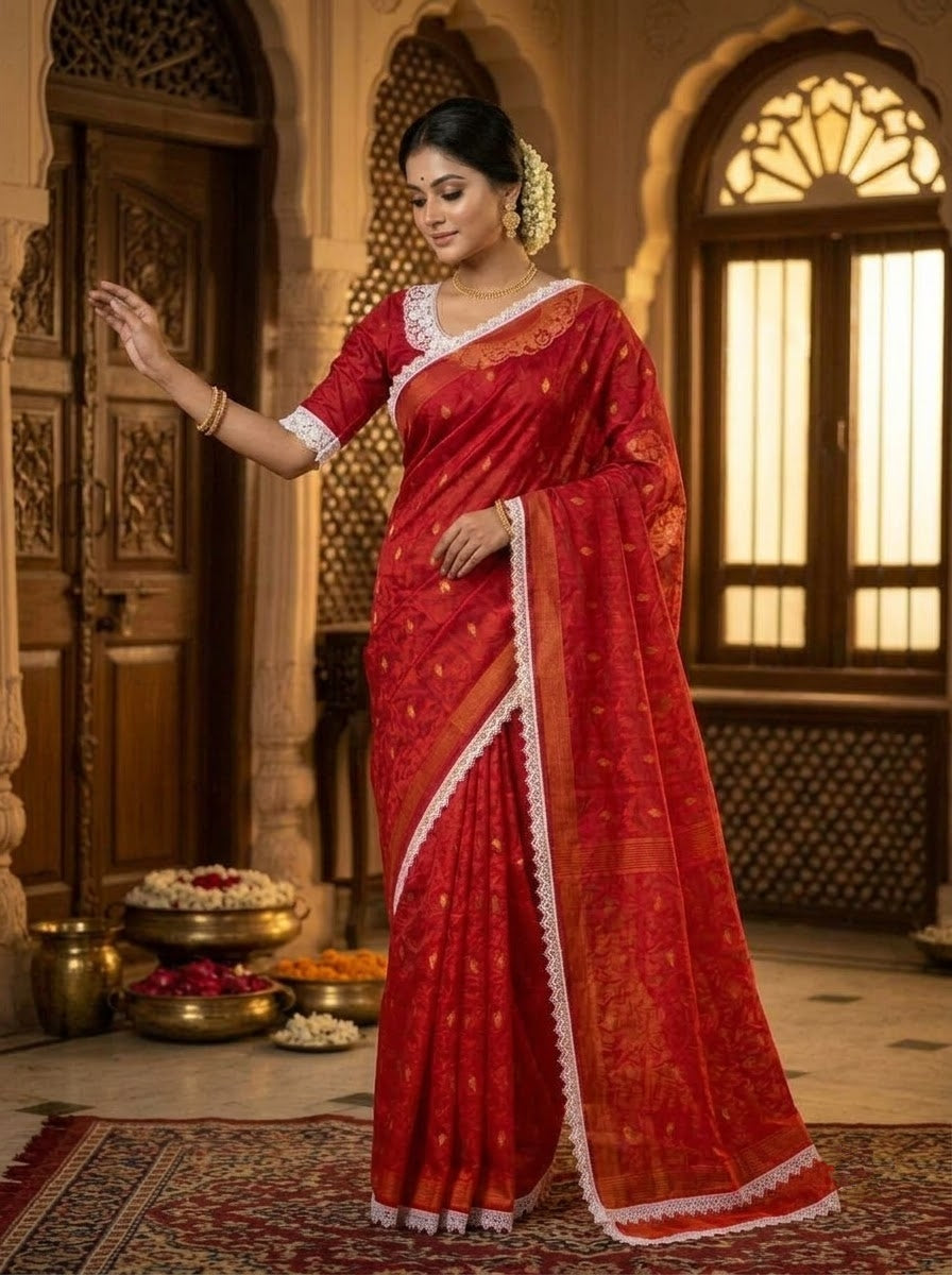 Aradhana Bengal Jamdani Saree with Blouse (Combo)