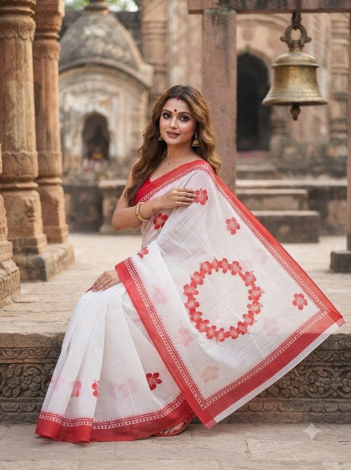 Debi Aradhana Mul Cotton Saree with Print Work