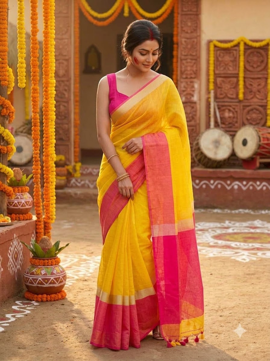 Pure Handwoven Linen Saree