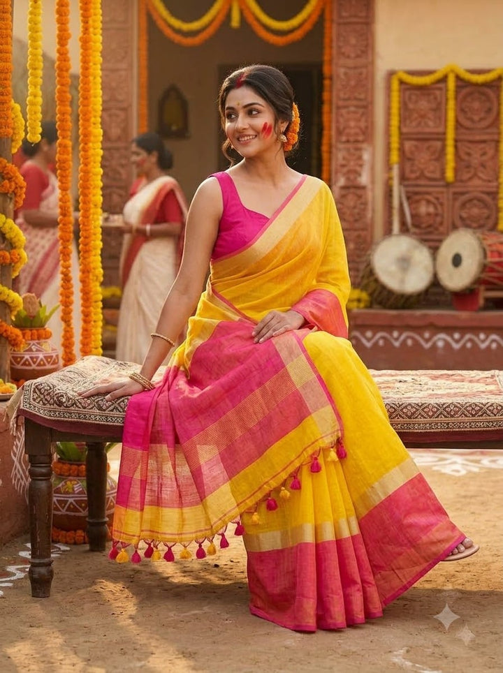 Pure Handwoven Linen Saree
