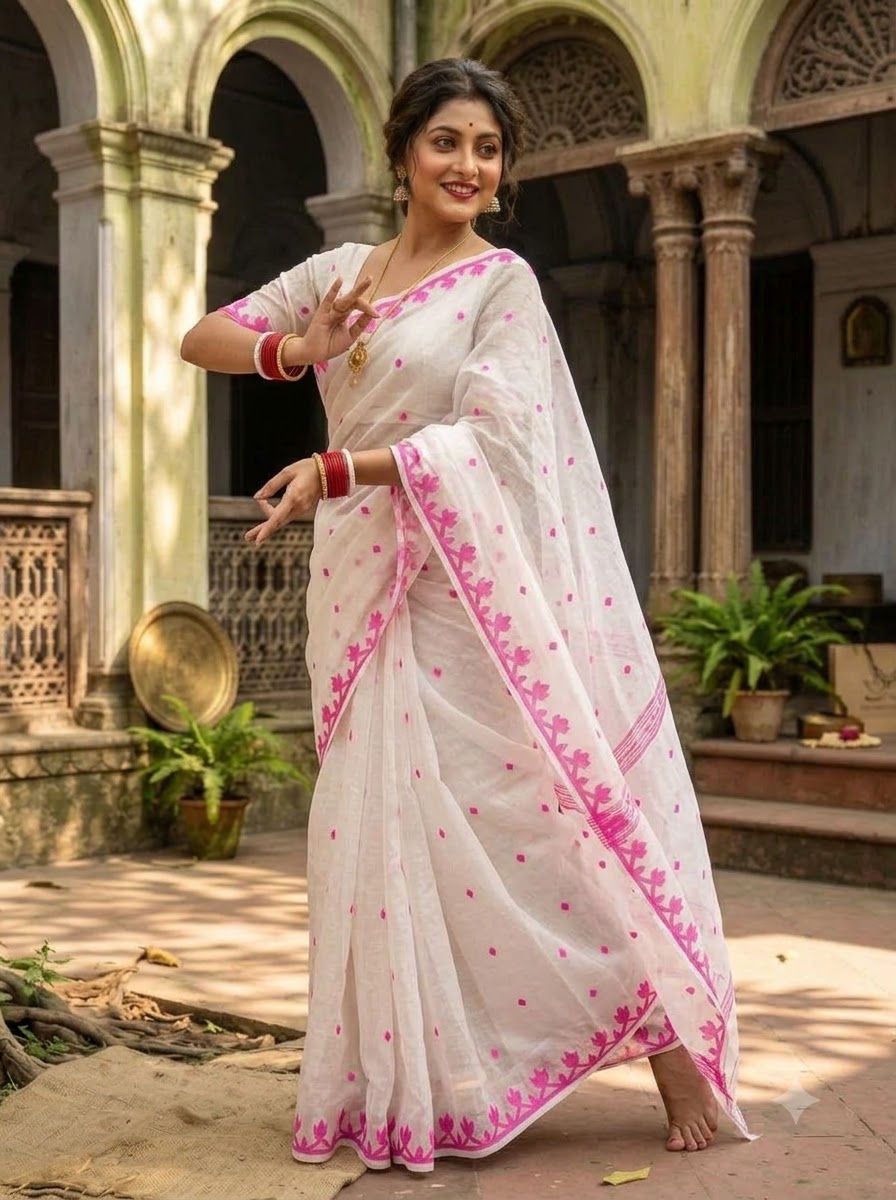Uro Chithi Dhakai Jamdani Saree