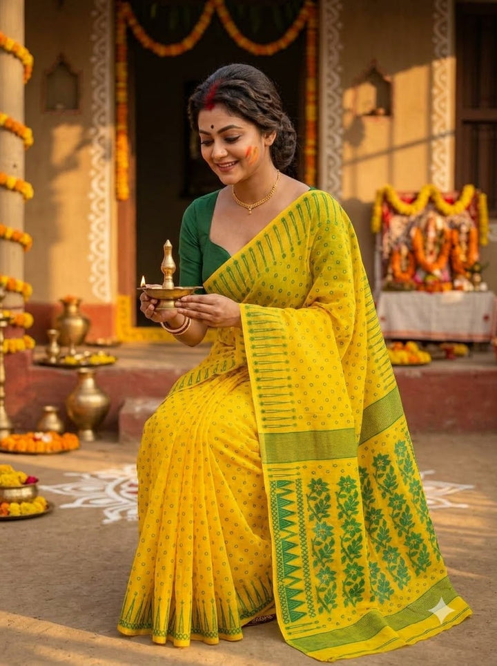 Basanti Bela Bengal Jamdani Saree