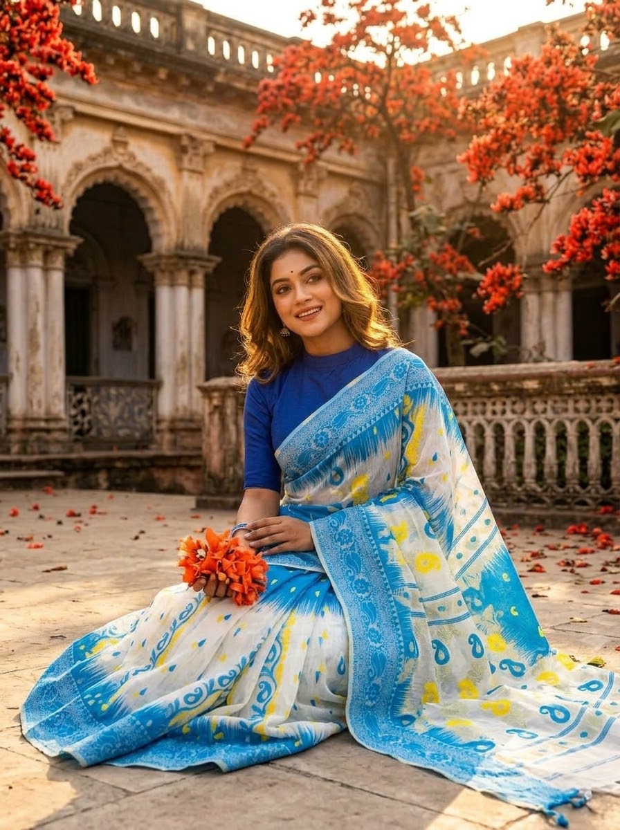 Rajonigandha Bengal Jamdani Saree