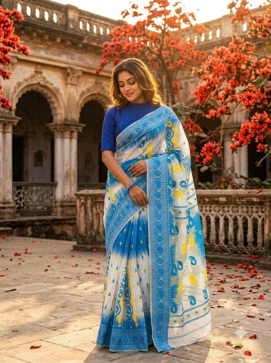 Rajonigandha Bengal Jamdani Saree