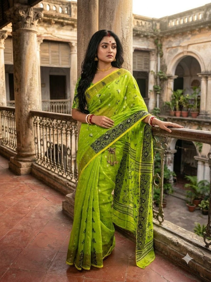 Shonarika Bengal Jamdani Saree With Stone Work
