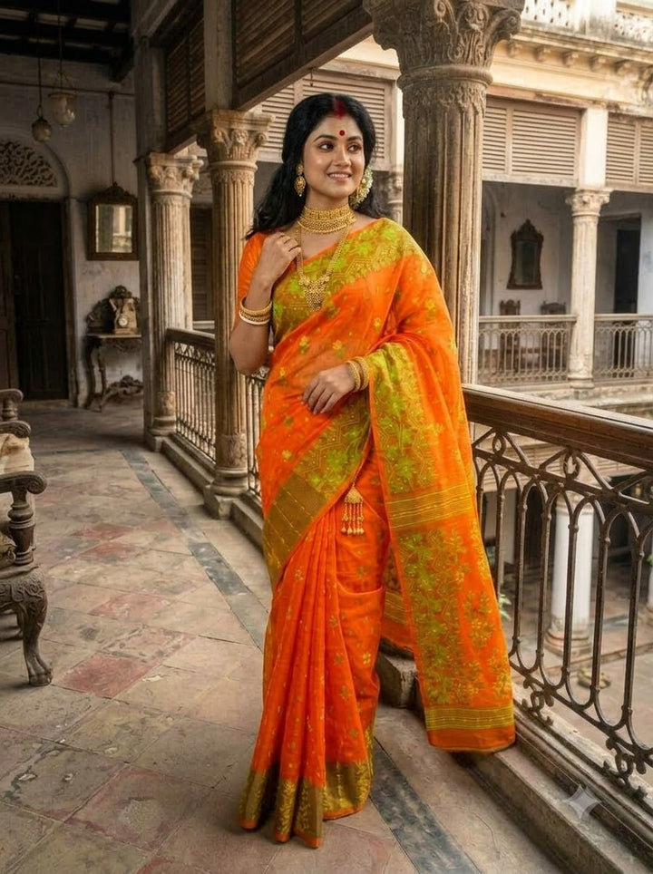 Shonarika Bengal Jamdani Saree With Stone Work
