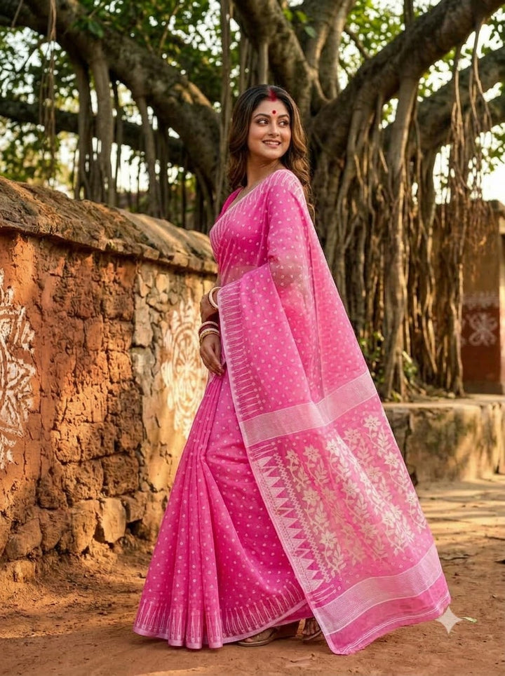 Basanti Bela Bengal Jamdani Saree