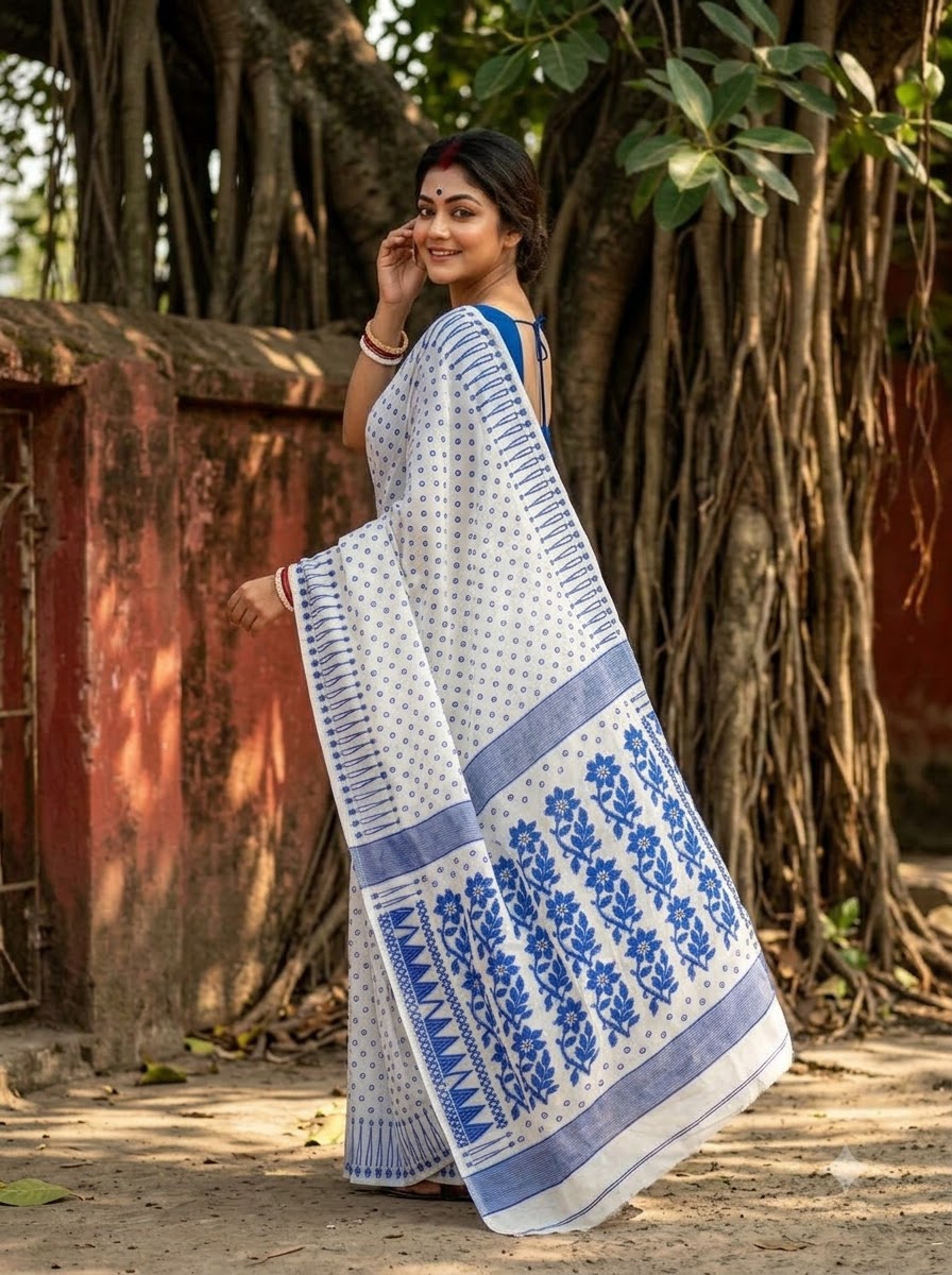 Basanti Bela Bengal Jamdani Saree